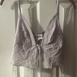Skyler Madison eyelet tie front top